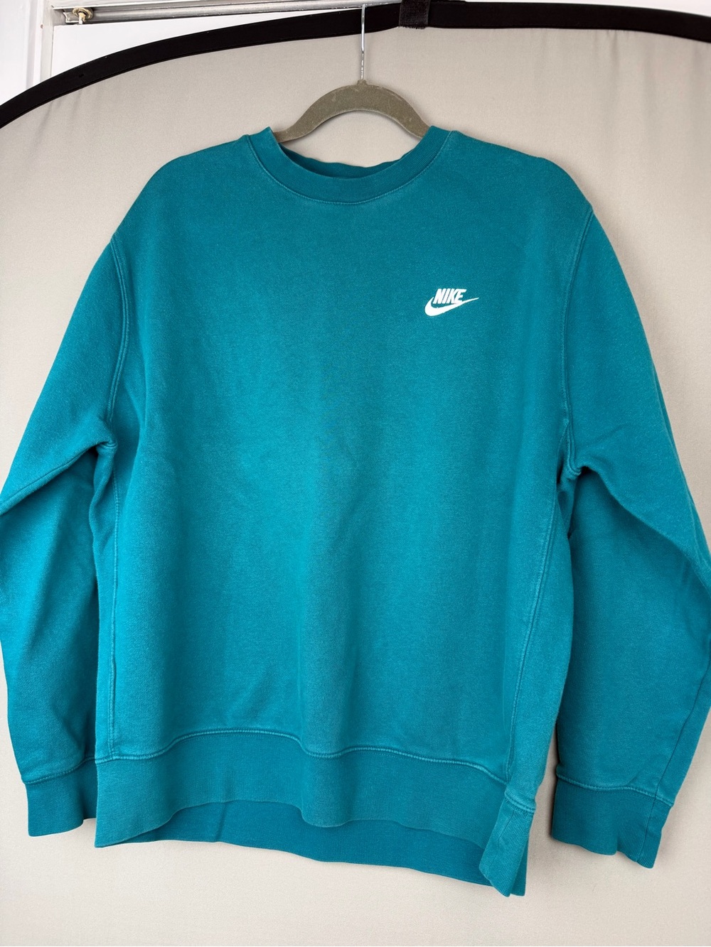 Nike Men's Teal Crewneck Sweatshirt with White Logo